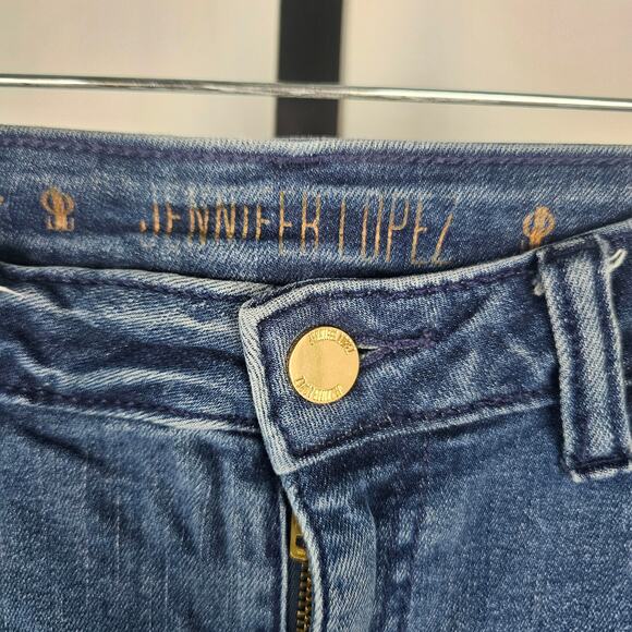 Jennifer Lopez Skinny Jeans Blue Distressed Mid Rise Stretch Denim Size 12 - Picture 2 of 6
